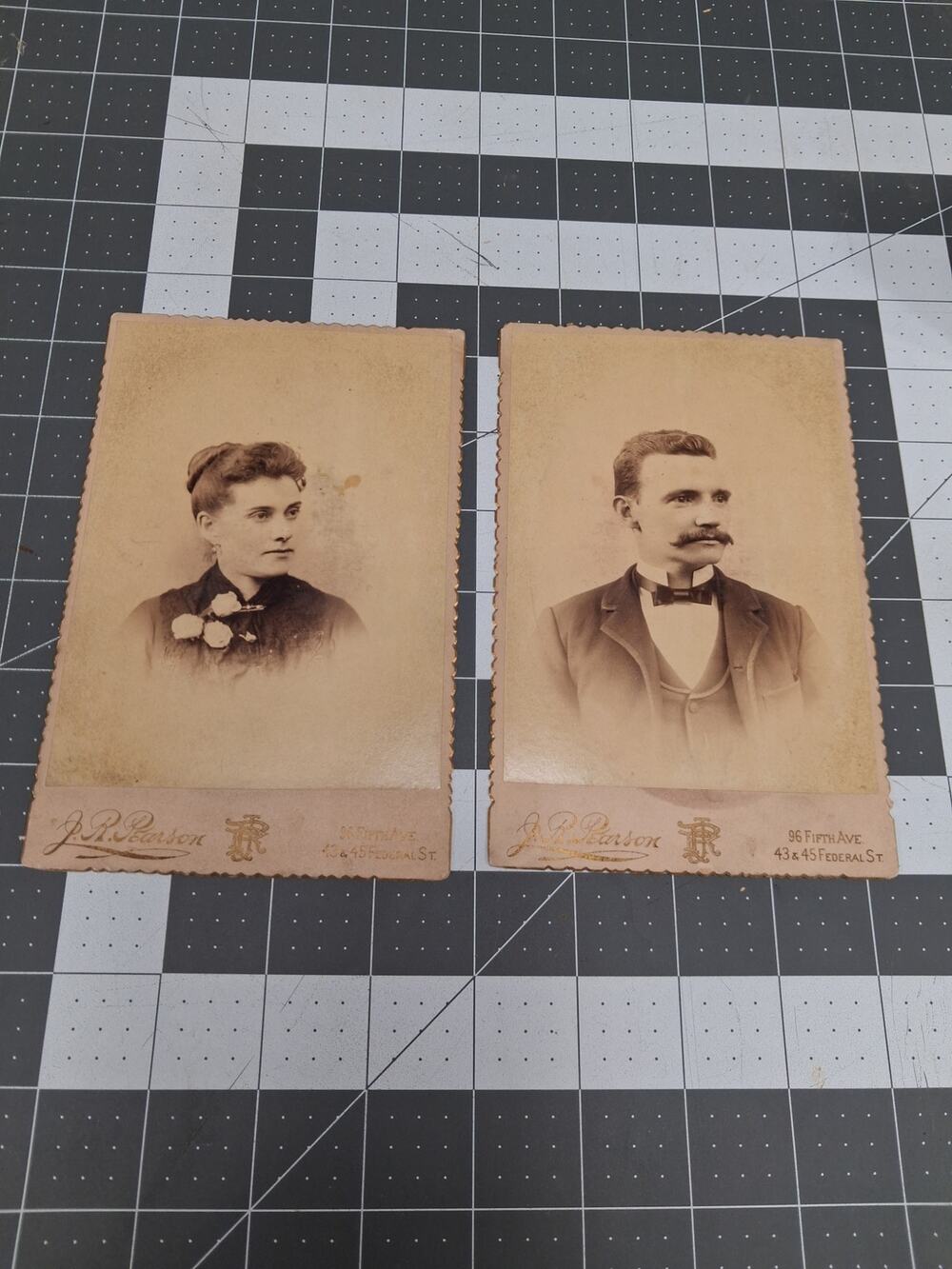 2 Antique Cabinet Photo Cards Man And Women Sloan Family